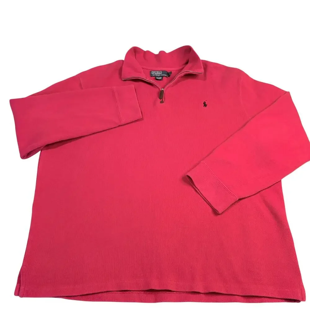 Polo Ralph Lauren‎ Men's 1/4 Zip Red Pullover Sweater Sz XXL